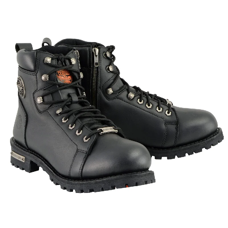 Modern City Milwaukee Leather Men's Black Leather Lace-Up Motorcycle Rider Boots with Side Zipper MBM100 Modern City Milwaukee Leather Men's Black Leather Lace-Up Motorcycle Rider Boots with Side Zipper MBM100