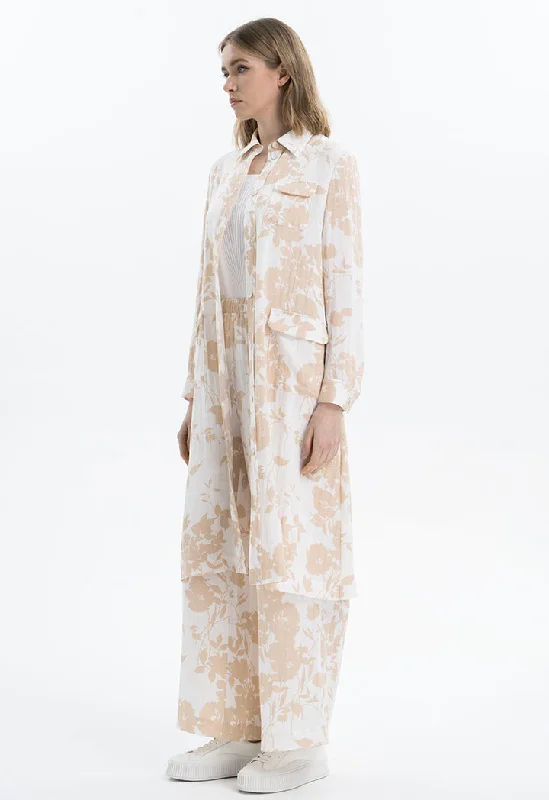 Bright Colors Long Printed Jacket With Slit