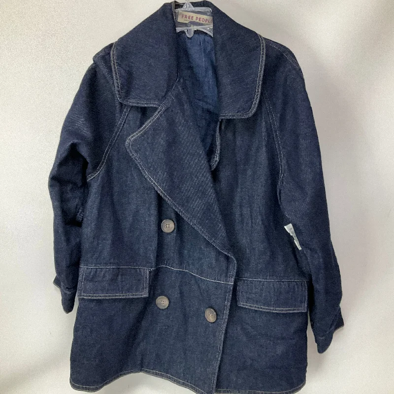 Simple And Comfortable Jacket Denim By Free People In Blue Denim, Size: L