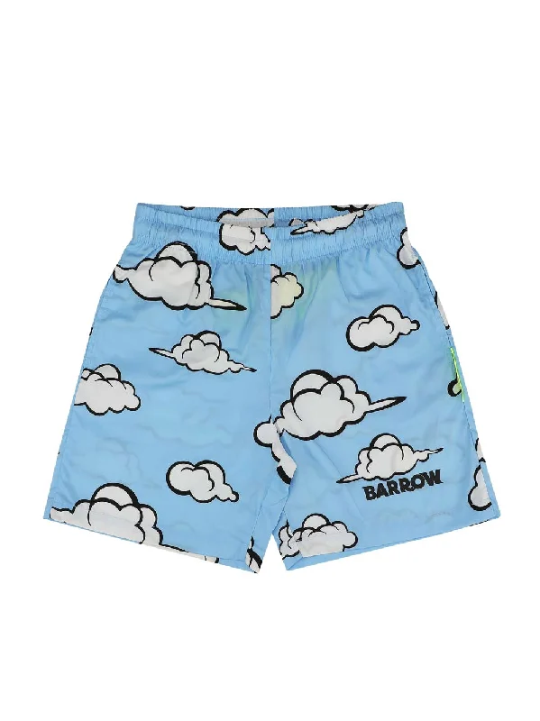 High Street Fashion Cloud Print Popeline Shorts