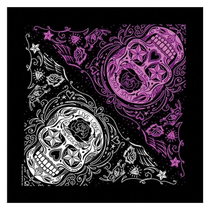 Fashion And Simplicity Hot Leathers BAB1059 Sugar Skull Bandana 21x21