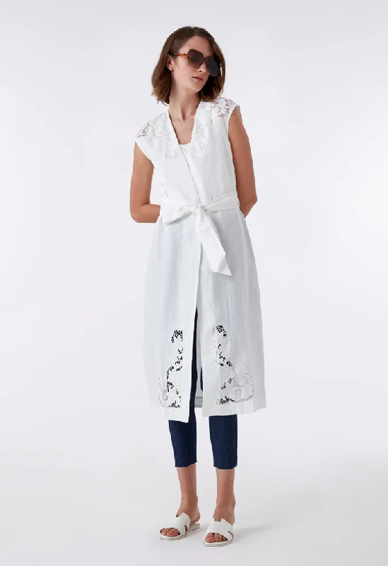 Floral Prints Linen Embroidered Outerwear