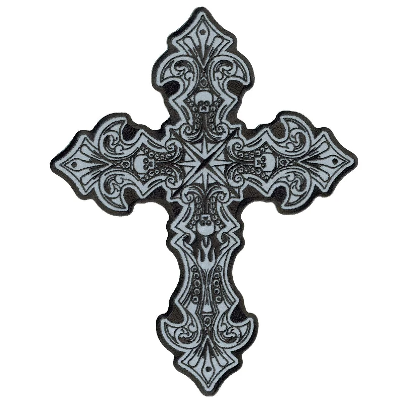 Sweet Style Hot Leathers PPB1217  Reflective Crucifix 9" x 11" Patch