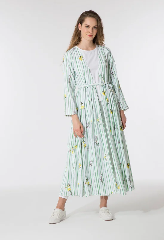 Comfortable Mind Floral Striped Outerwear