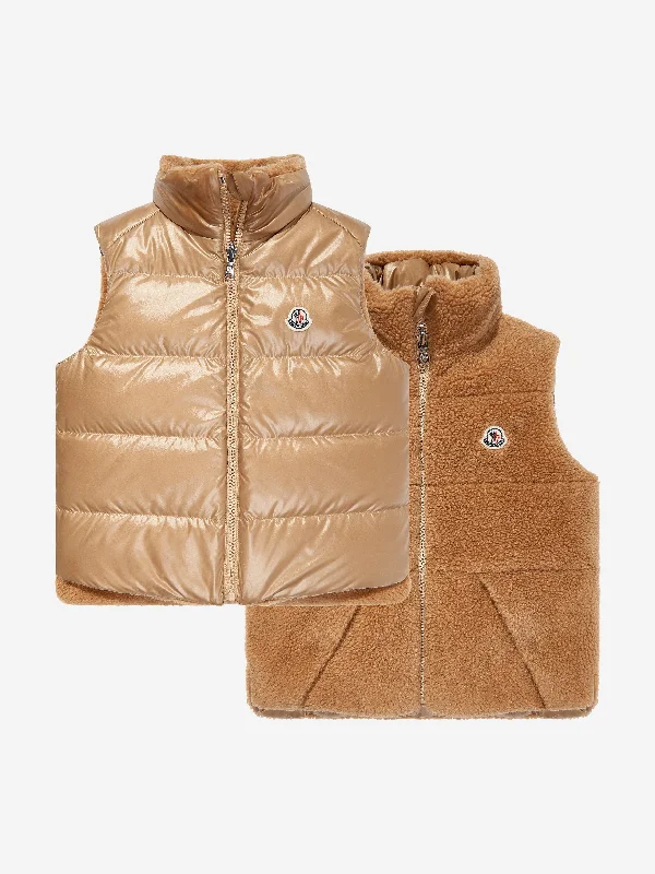 Casual Chic Outfits Moncler Enfant Boys Down Padded Reversible Colbricon Gilet in Beige