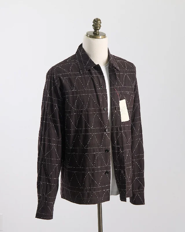 Minimal Classic Relaxed Fit Kantha Style Hand Stitched 'Gianni' Overshirt