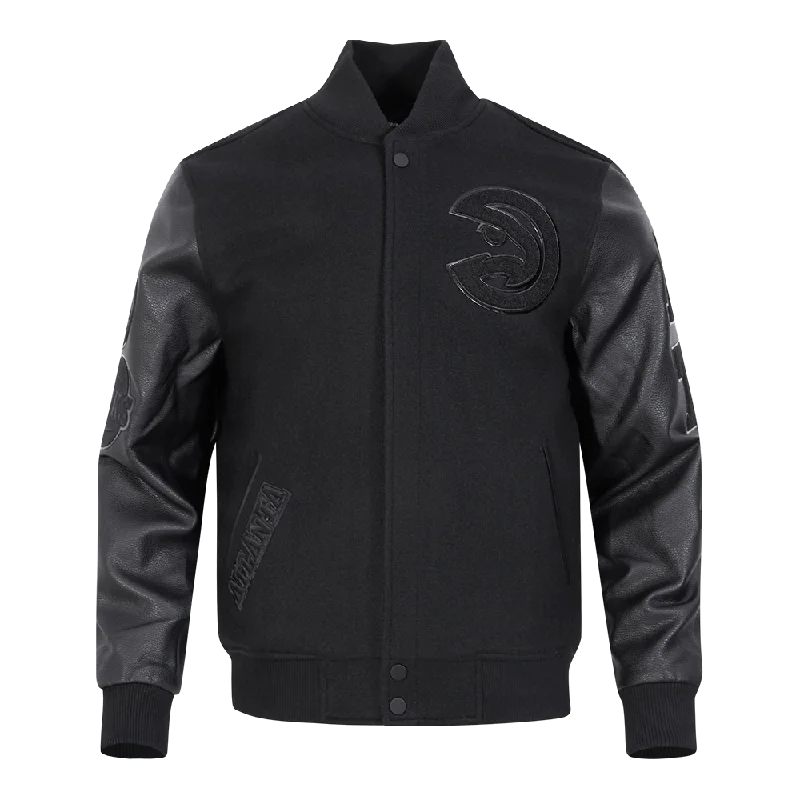 Chic Outfits NBA ATLANTA HAWKS TRIPLE BLACK WOOL MEN'S VARSITY JACKET (TRIPLE BLACK)