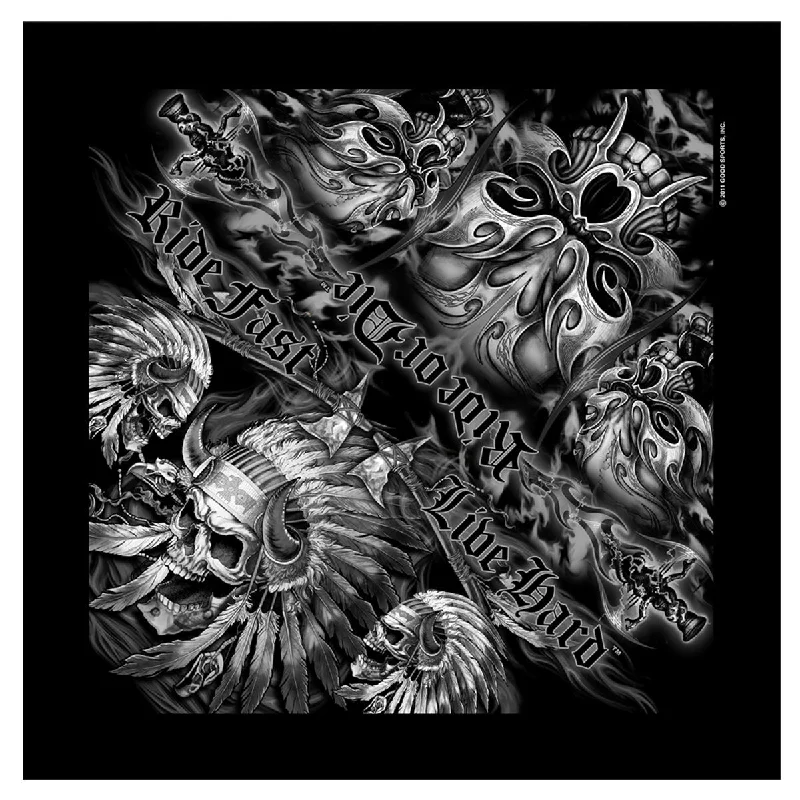 Artistic Temperament Hot Leathers BAB1061 Indian Skull Ride Fast Live Hard Bandana