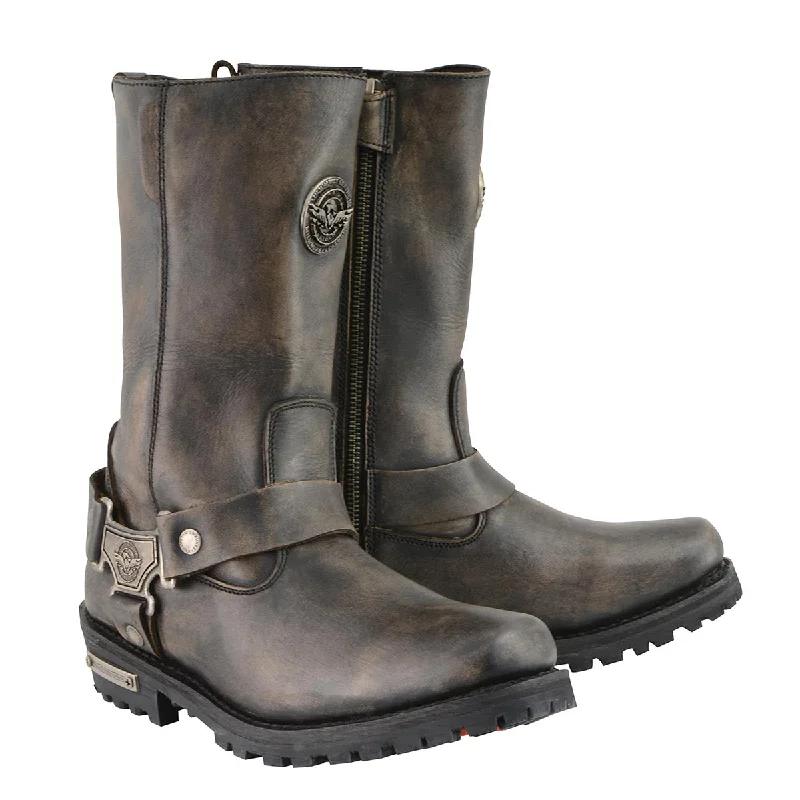 All-Day Style Milwaukee Leather MBL9361 Women's Distressed Brown 11-inch Classic Harness Square Toe Boots All-Day Style Milwaukee Leather MBL9361 Women's Distressed Brown 11-inch Classic Harness Square Toe Boots
