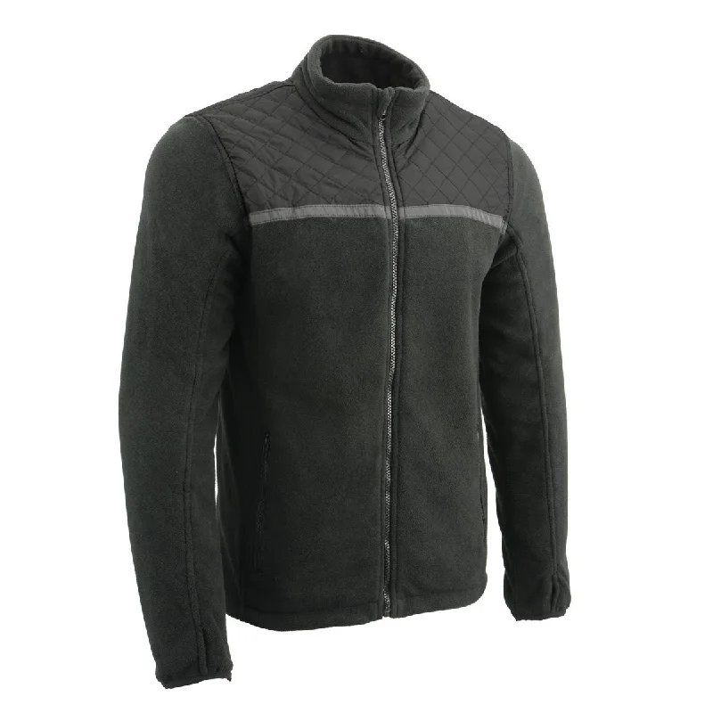 Classic And Versatile Milwaukee Leather MPM1784 Men's Black Micro Fleece Zipper Front Jacket with Reflective Stripes Classic And Versatile Milwaukee Leather MPM1784 Men's Black Micro Fleece Zipper Front Jacket with Reflective Stripes