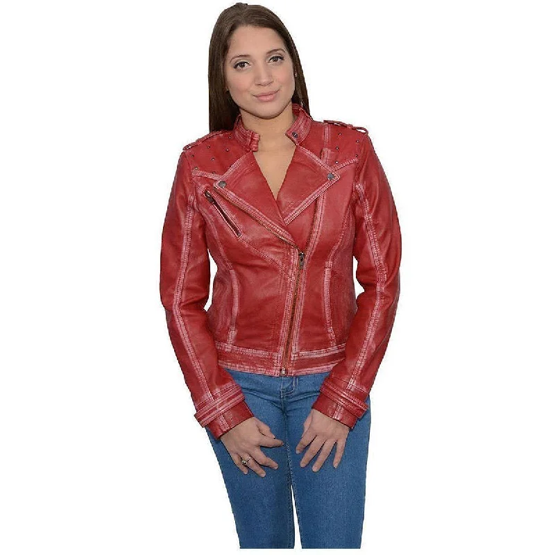 Soft Style Milwaukee Leather Women's Maiden Red Premium Sheepskin Motorcycle Fashion Leather Jacket SFL2840 Soft Style Milwaukee Leather Women's Maiden Red Premium Sheepskin Motorcycle Fashion Leather Jacket SFL2840
