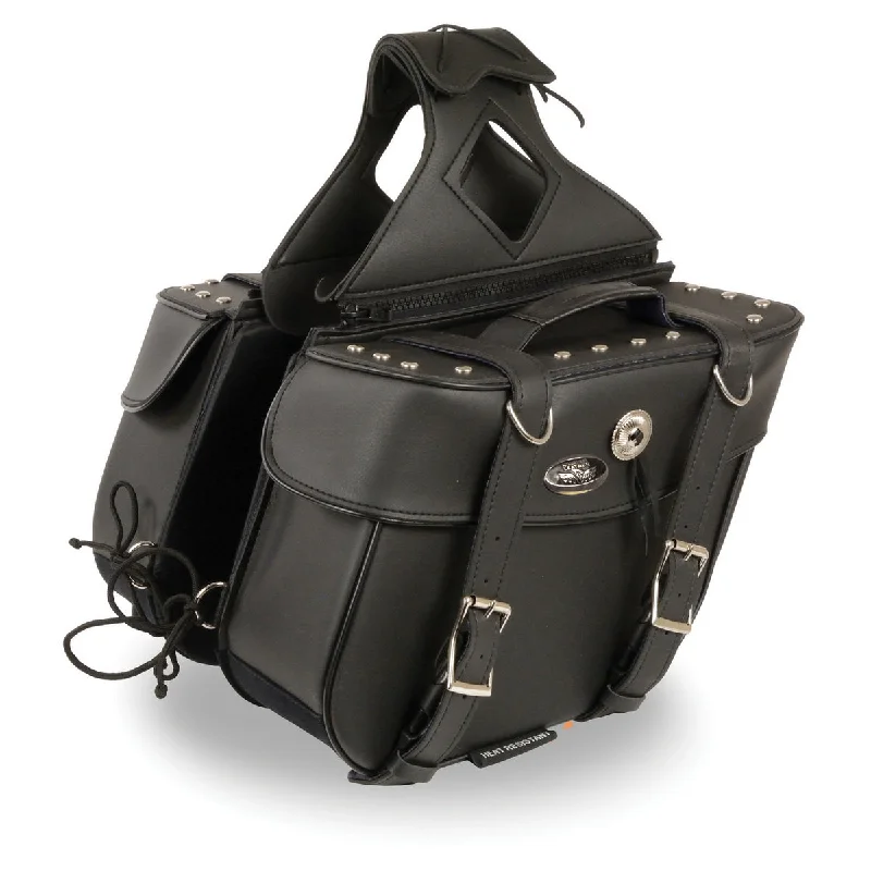 Simple Comfort Milwaukee Leather SH629ZB Black Zip-Off PVC Motorcycle Throw Over Saddlebags with Rivets Simple Comfort Milwaukee Leather SH629ZB Black Zip-Off PVC Motorcycle Throw Over Saddlebags with Rivets