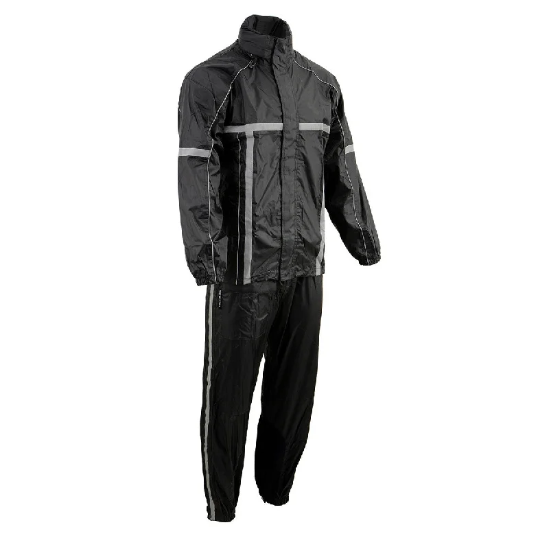 Fashionable And Versatile Milwaukee Leather MPM9510 Men's Black Water-Resistant Motorcycle Rain Suit with Hi Vis Reflective Tape Fashionable And Versatile Milwaukee Leather MPM9510 Men's Black Water-Resistant Motorcycle Rain Suit with Hi Vis Reflective Tape