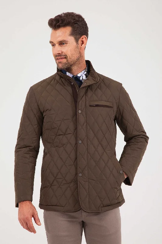 Designer Style Slim Fit Notch Lapel Nebraska Navy Overcoat, Khaki