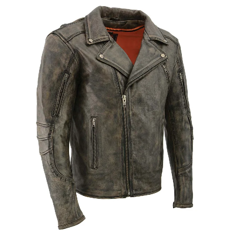 Comfortable Series Milwaukee Leather MLM1515 Men's Classic Beltless Distressed Brown Leather Triple Stitched Motorcycle Biker Jacket Comfortable Series Milwaukee Leather MLM1515 Men's Classic Beltless Distressed Brown Leather Triple Stitched Motorcycle Biker Jacket