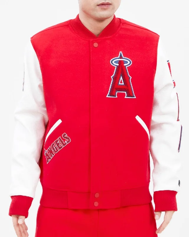 Relaxed Style MLB LOS ANGELES ANGELS CLASSIC WOOL MEN'S VARSITY JACKET (RED / WHITE)