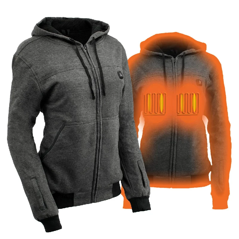 Breathable Comfort Nexgen Heat NXL2717DUAL Tech Women's Grey Heated Jacket Sweatshirt Hoodie for Winter Cold Weather w/ Battery Breathable Comfort Nexgen Heat NXL2717DUAL Tech Women's Grey Heated Jacket Sweatshirt Hoodie for Winter Cold Weather w/ Battery