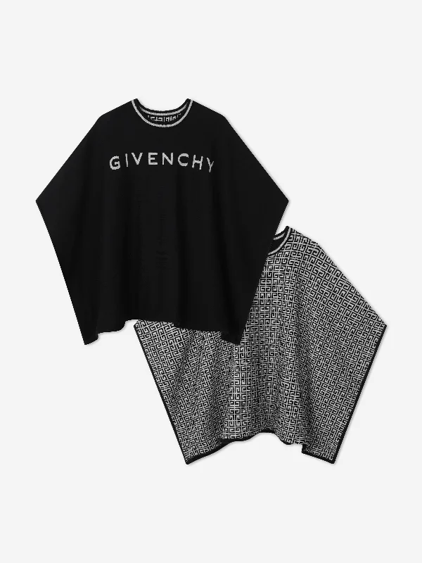 Luxury Customization Givenchy Girls Cashmere Reversible Cape in Black