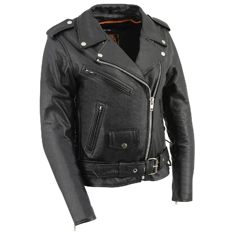 Relaxed Style Milwaukee Leather LKL2700 Women's Classic Black Premium Leather Motorcycle Vintage Jacket with Side Laces Relaxed Style Milwaukee Leather LKL2700 Women's Classic Black Premium Leather Motorcycle Vintage Jacket with Side Laces