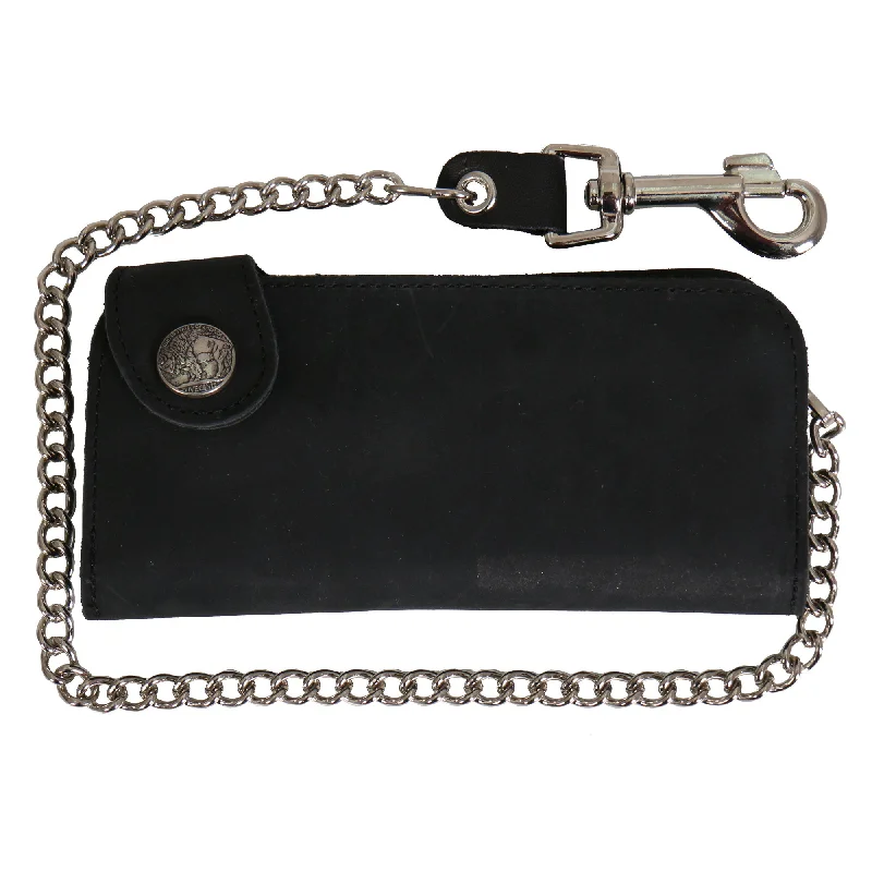 Fashion Must-have Hot Leathers WLA3001 Black Buffalo Nickel Snap Bi-Fold Wallet with Chain Fashion Must-have Hot Leathers WLA3001 Black Buffalo Nickel Snap Bi-Fold Wallet with Chain