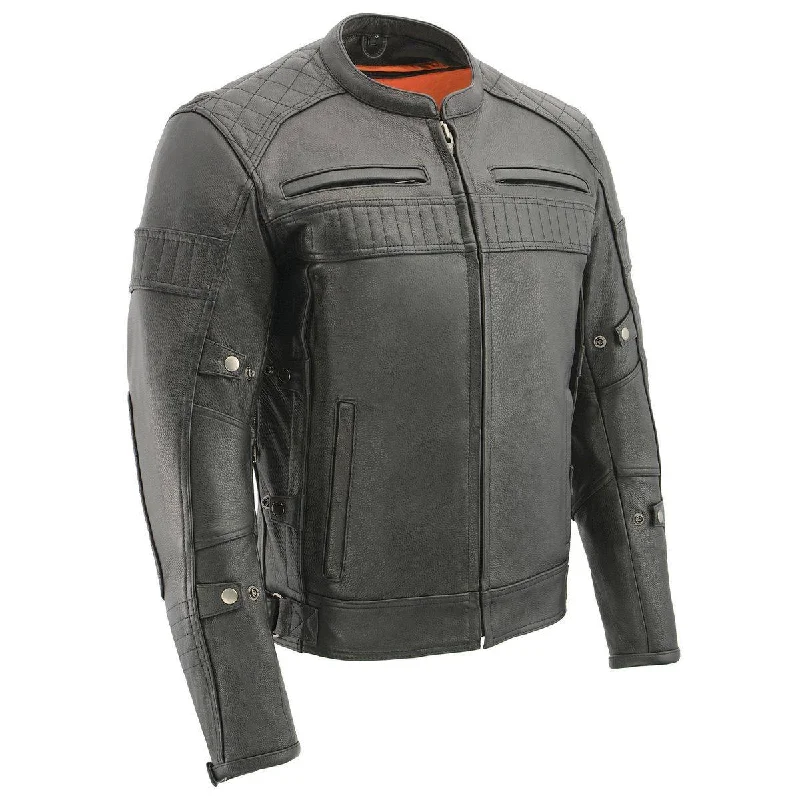 All-Day Comfort Milwaukee Leather MLM1545 Men's Quilted Pattern Triple Vent Black Leather Scooter Jacket All-Day Comfort Milwaukee Leather MLM1545 Men's Quilted Pattern Triple Vent Black Leather Scooter Jacket