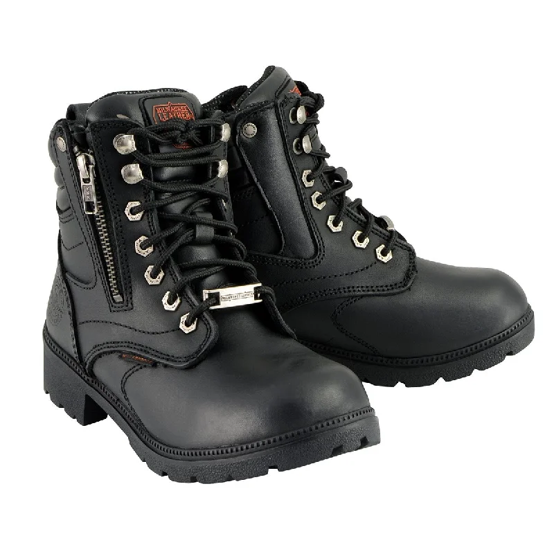 Urban Chic Milwaukee Leather MBL9321WP Women's Black Waterproof Lace-Up Motorcycle Biker Rider Boots w/ Side Zipper Urban Chic Milwaukee Leather MBL9321WP Women's Black Waterproof Lace-Up Motorcycle Biker Rider Boots w/ Side Zipper