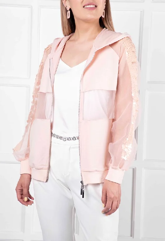 All-Day Wear Organza Trim Hooded Jacket