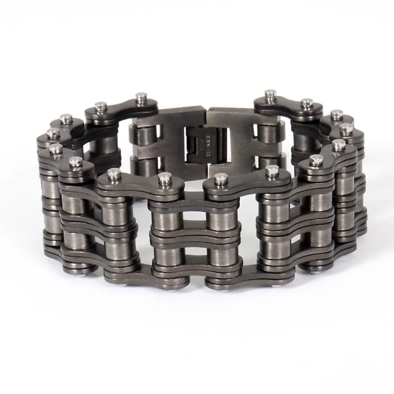 Trendy Comfort Wear Hot Leathers JWB4111 Triple Wide Gun Metal Bracelet
