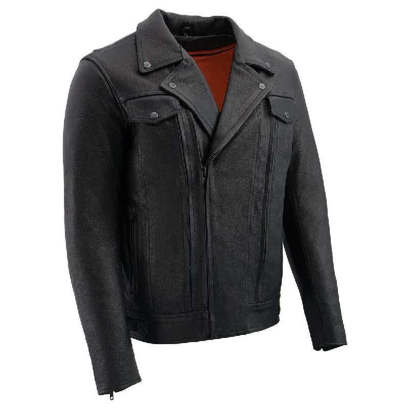 Trends Milwaukee Leather LKM1720 Men's Black Premium Leather Motorcycle Vented Leather Jacket w/ Multi-Utility Pockets Trends Milwaukee Leather LKM1720 Men's Black Premium Leather Motorcycle Vented Leather Jacket w/ Multi-Utility Pockets