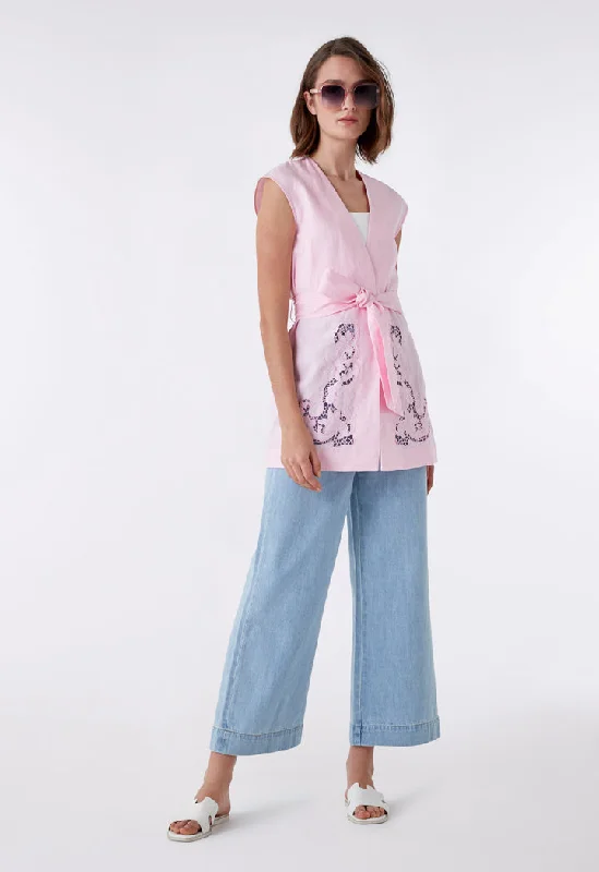 Cozy Dress Linen Embroidered Vest