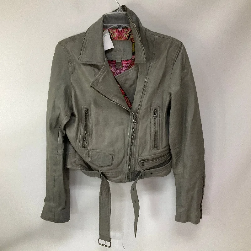 Minimal Style Jacket Leather By Cma In Grey, Size: M