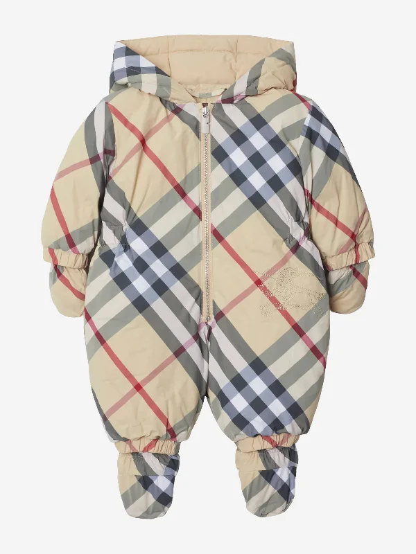 Smart Comfort Wear Burberry Baby Robson Check Snowsuit in Beige