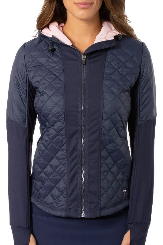 Lively And Youthful Navy Hooded Windbreaker Jacket