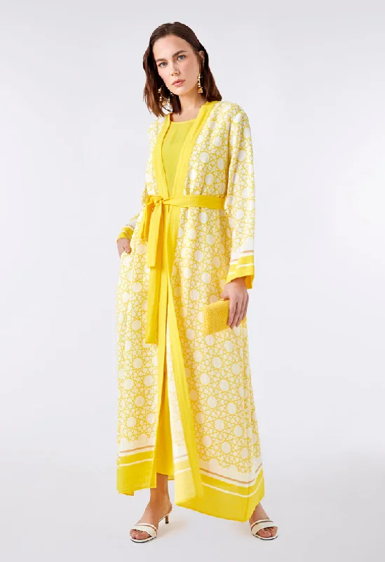 Relaxed Fashion Long Printed Linen Kimono
