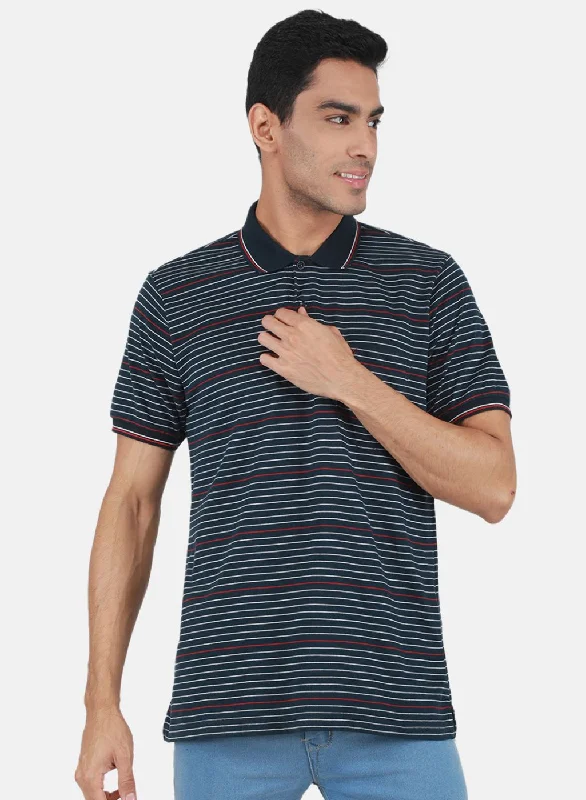 Classic Retro Men NAvy Blue Printed T-Shirt