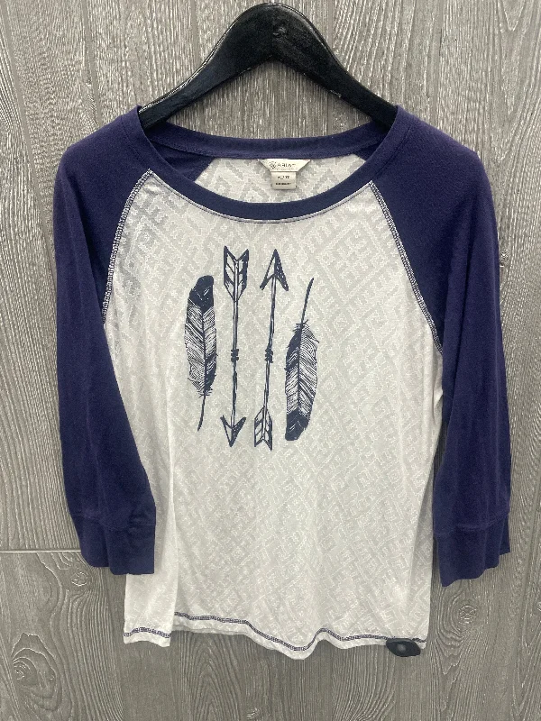 Timeless Style Top Long Sleeve By Ariat In Blue & White, Size: Xl
