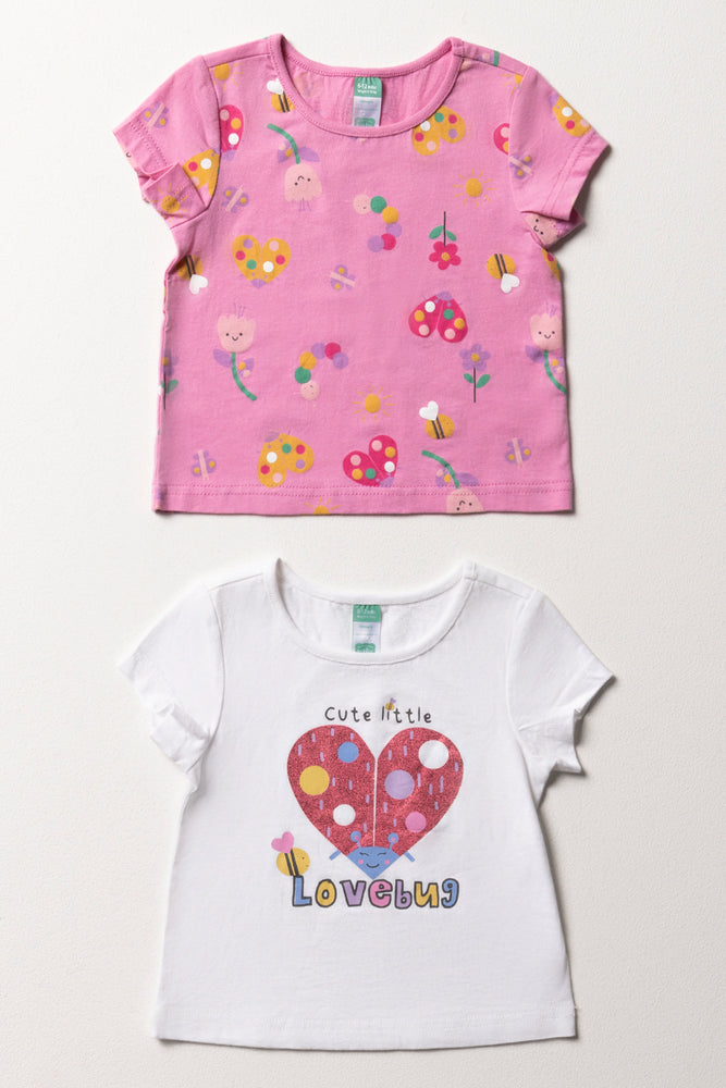 Leisure Sports 2 Pack Short Sleeve T-Shirts Pink & White