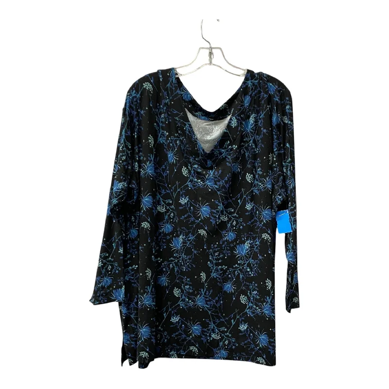 Sweet Breath Top Ls By Any Body In Black & Blue, Size:3X