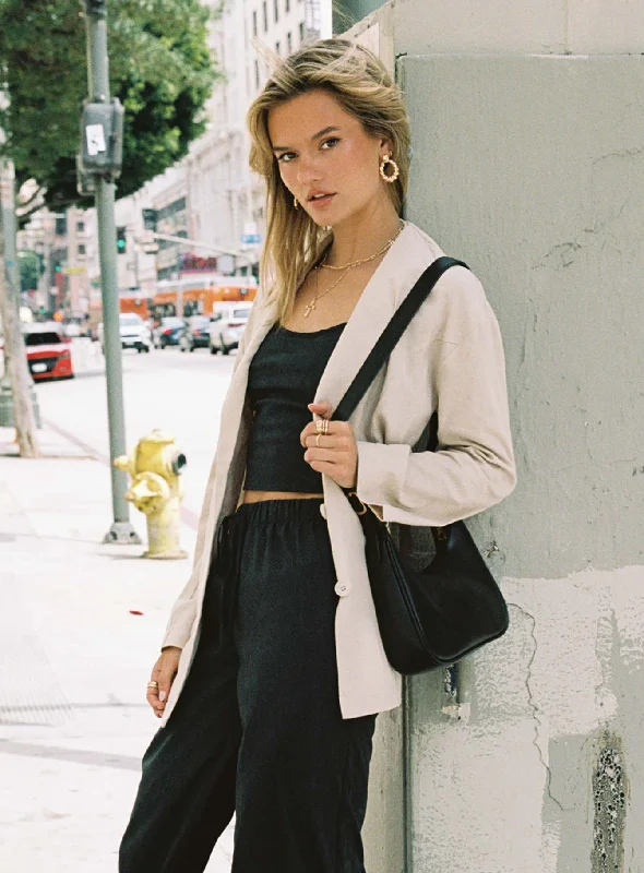 Casual Fit Amber Oversized Linen Blazer Beige