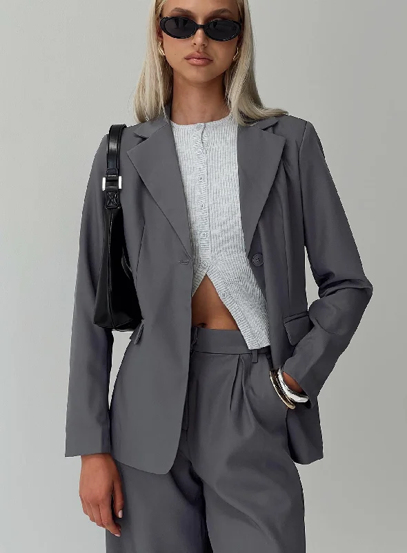 Fashion Must-have Relaxed Blazer Charcoal