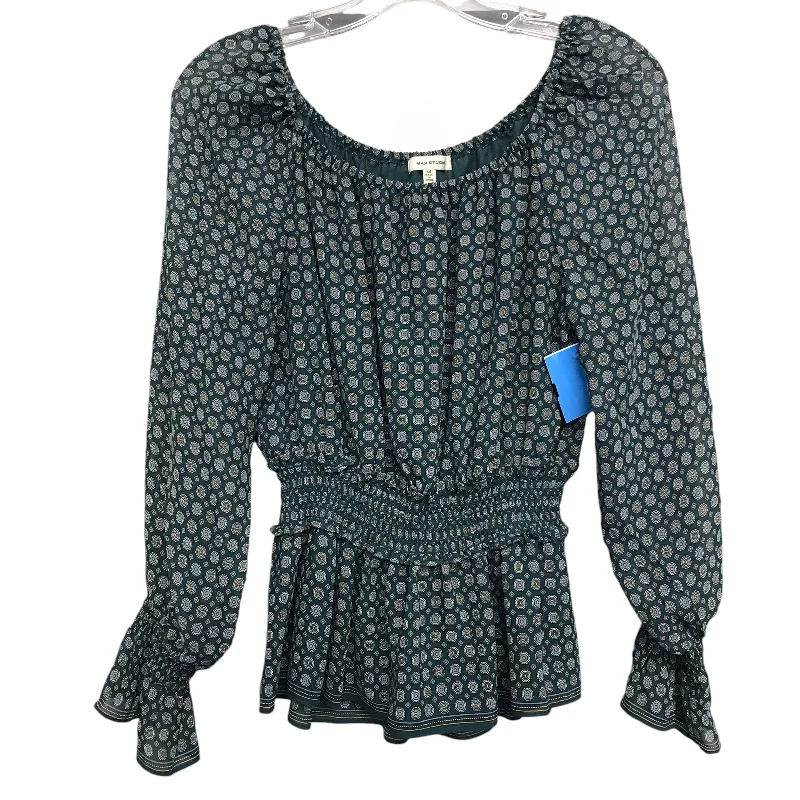 Retro Design Top Ls By Max Studio In Blue, Size:M