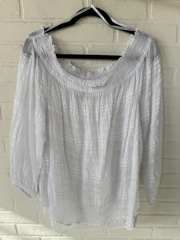 Low-key Luxury Top Long Sleeve By Michael By Michael Kors In White, Size: Xl