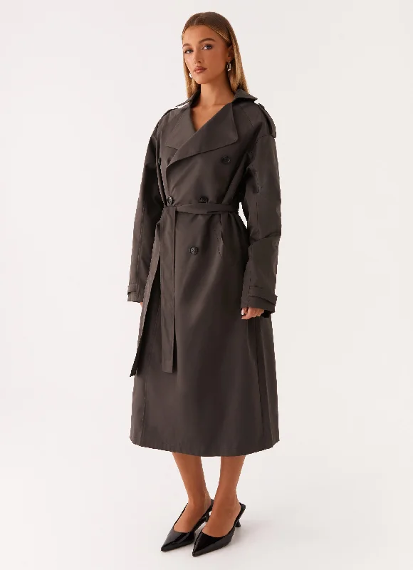 Comfy Chic Wear Brighton Oversized Trench Coat - Grey