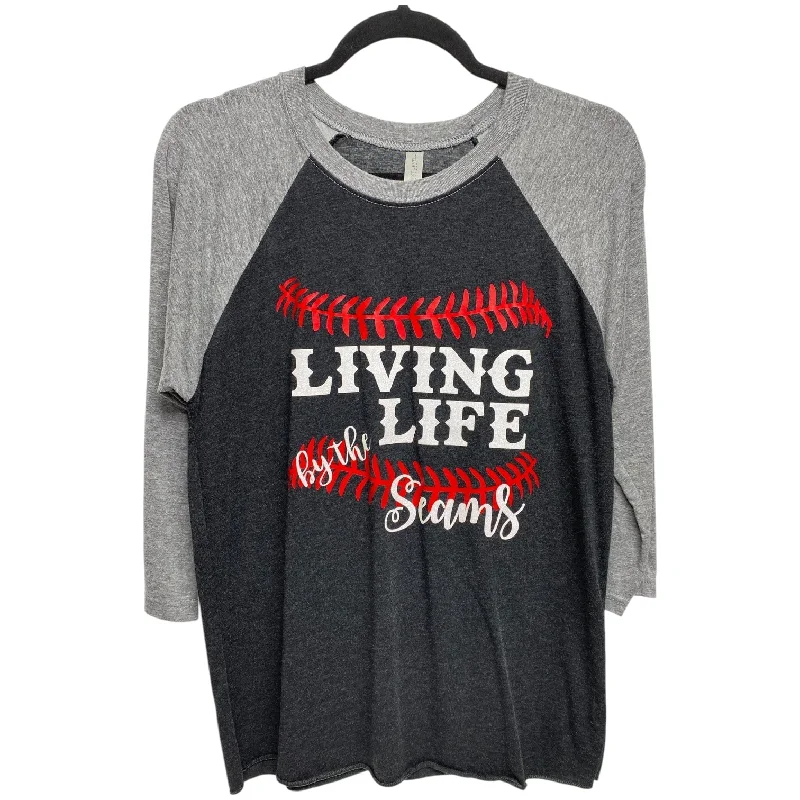 Weekend Comfort Wear Top 3/4 Sleeve By Next Level In Black & Red, Size: S