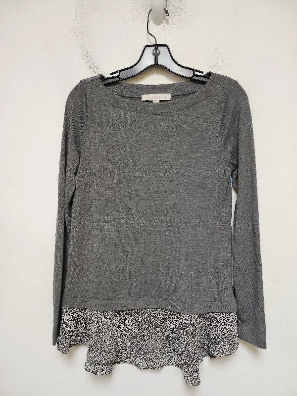 Sports Cool Top Long Sleeve By Loft In Grey, Size: Xsp