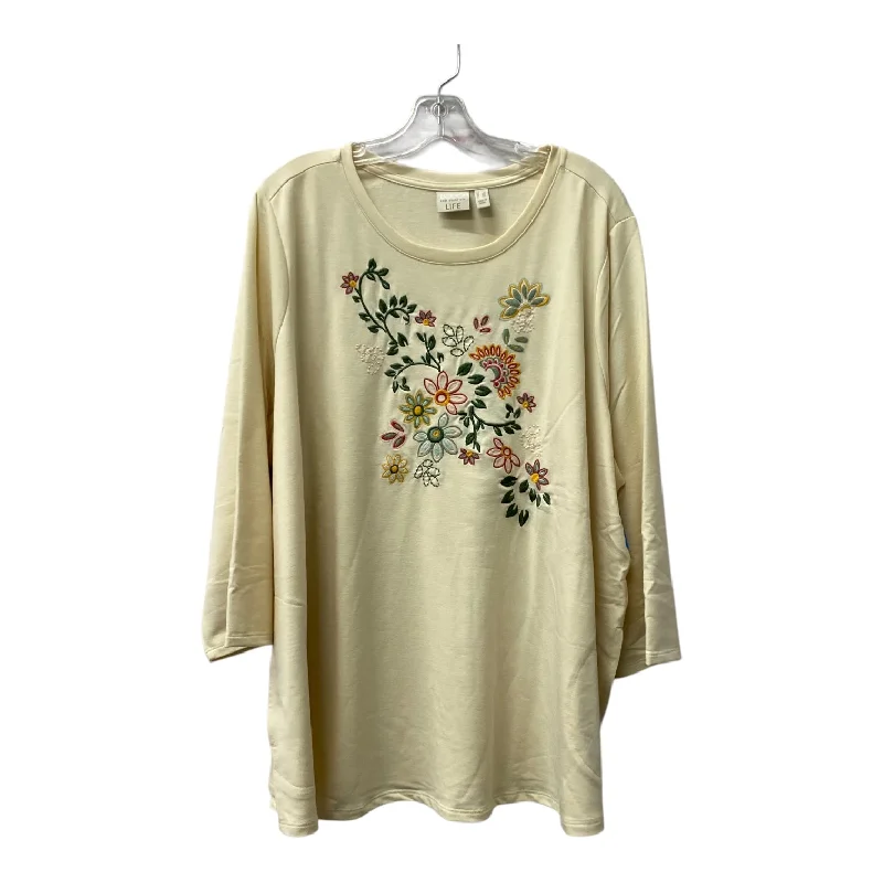Youthful Style Top Ls By Logo In Cream, Size:3X