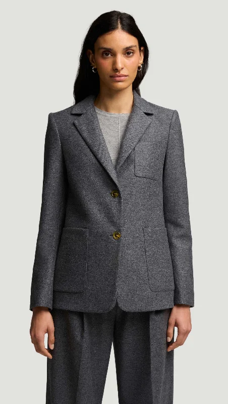 Cozy Shirts Weekend Blazer in Textured Wool | Grey Melange