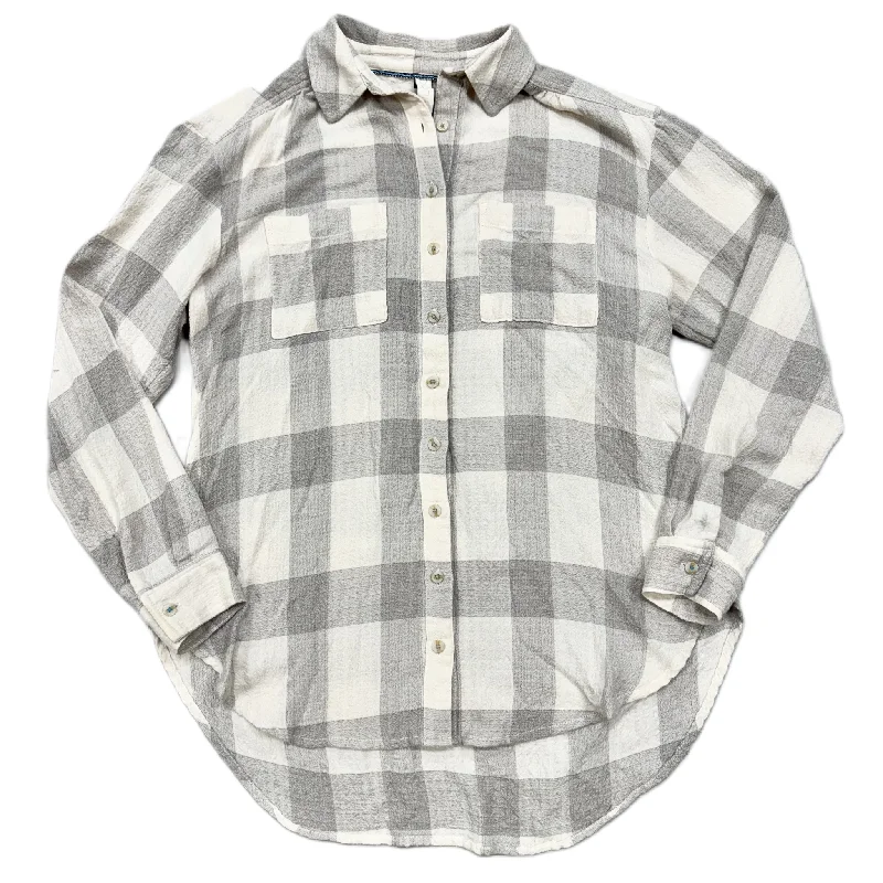 Body Design Top Long Sleeve By Pilcro In Checkered Pattern, Size: Xs