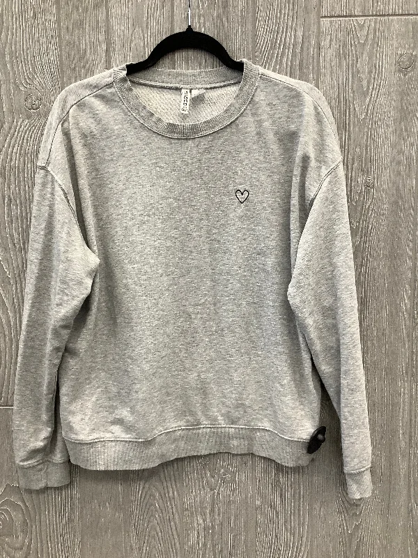 Trendy And Casual Top Long Sleeve By Divided In Grey, Size: L