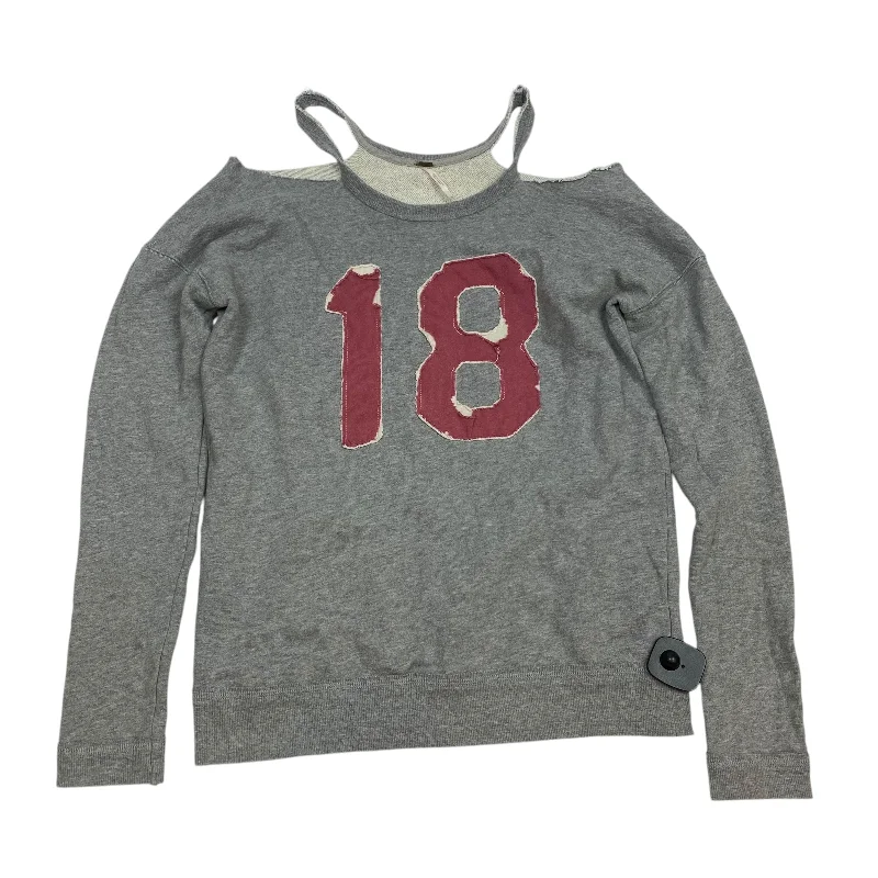 Slightly Flared Design Top Long Sleeve By Free People In Grey, Size: Xs